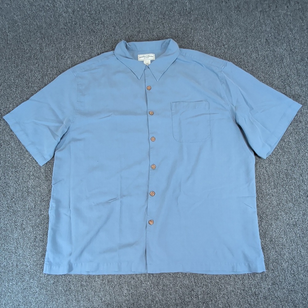 Paradise Collection Cezani Coastal Silk Camp Beach Shirt Mens XXL Blue 100% Silk — photo 2